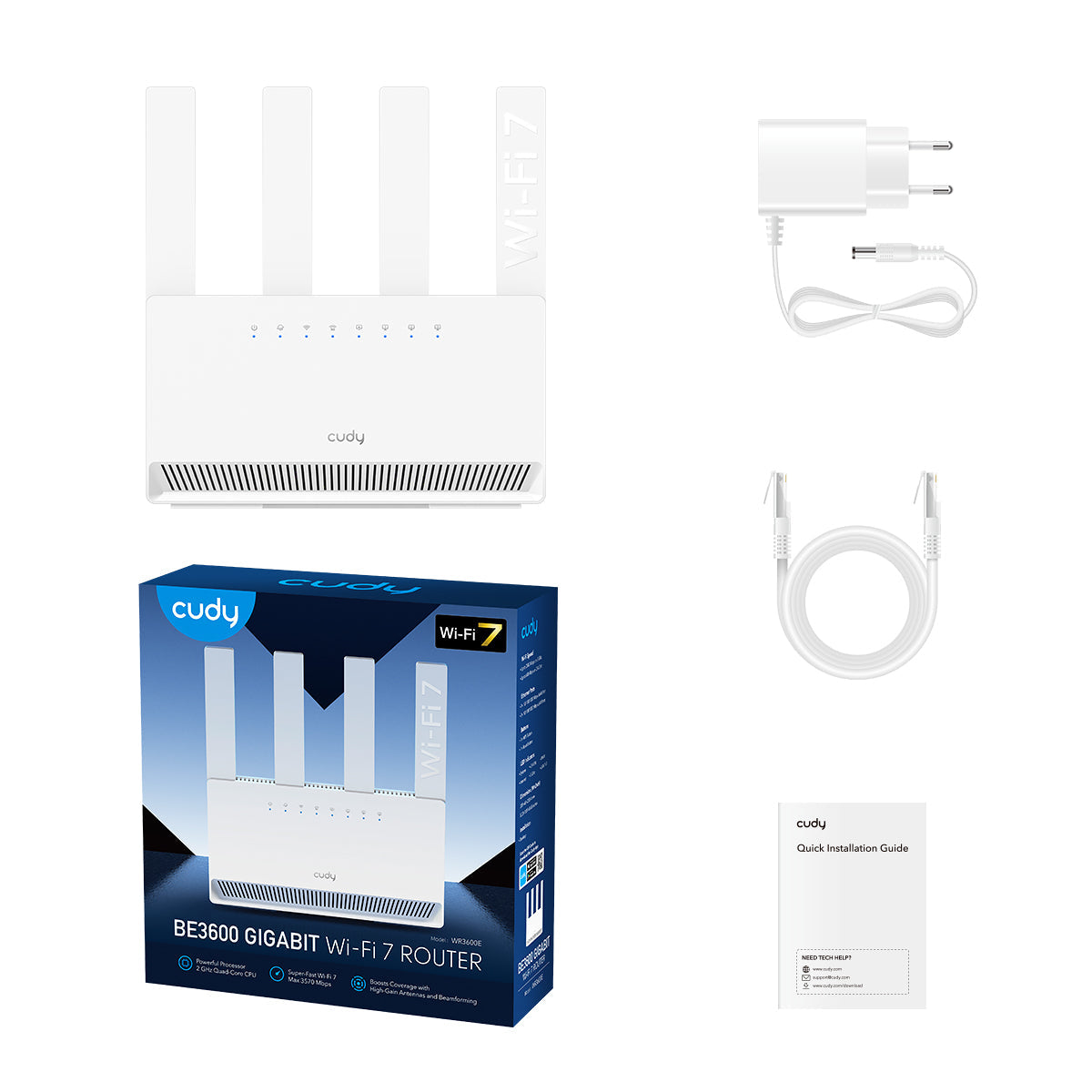 Cudy WR3600E routeur sans fil Gigabit Ethernet Bi-bande (2,4 GHz / 5 GHz) Blanc