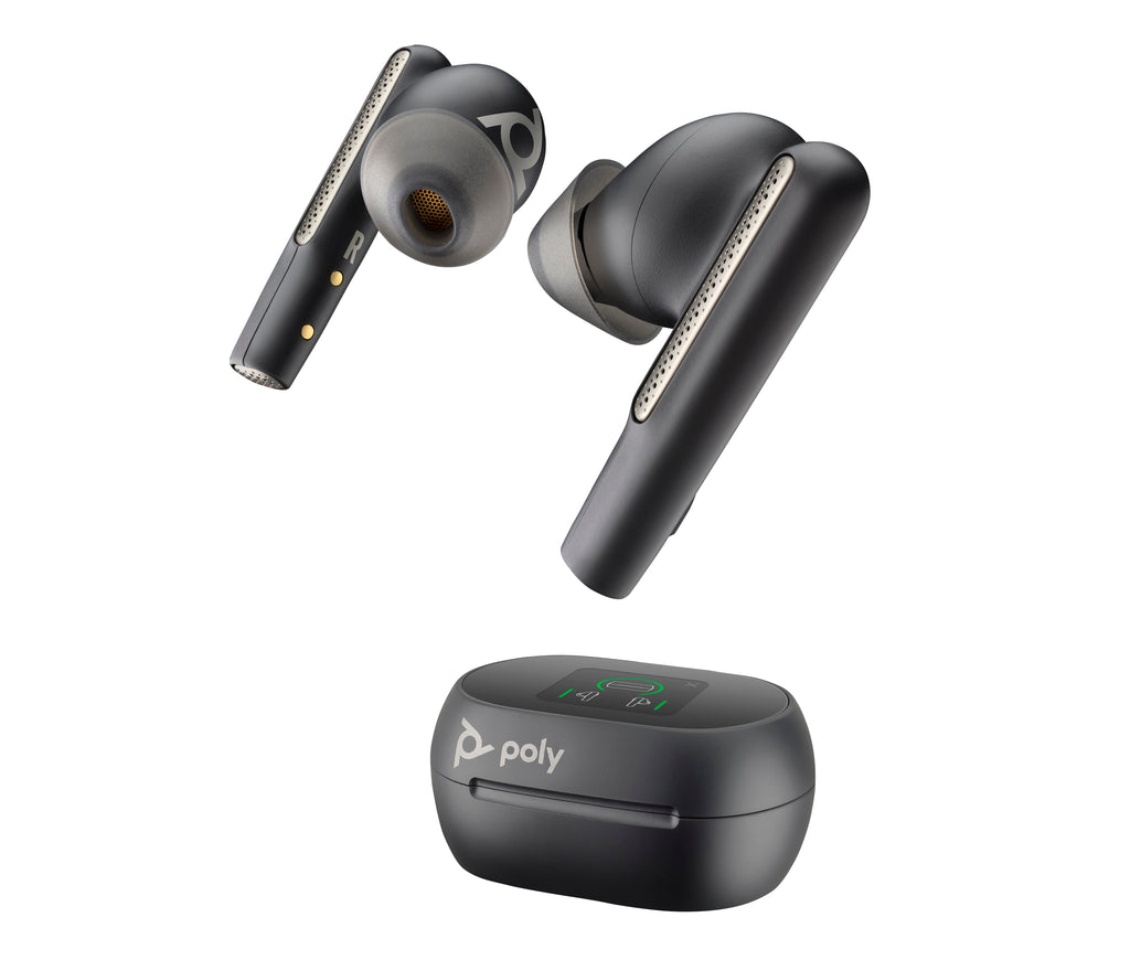 HP Poly Écouteurs noir charbon Poly Voyager Free 60+ UC + adaptateur USB-C BT700 + étui de charge avec écran tactile