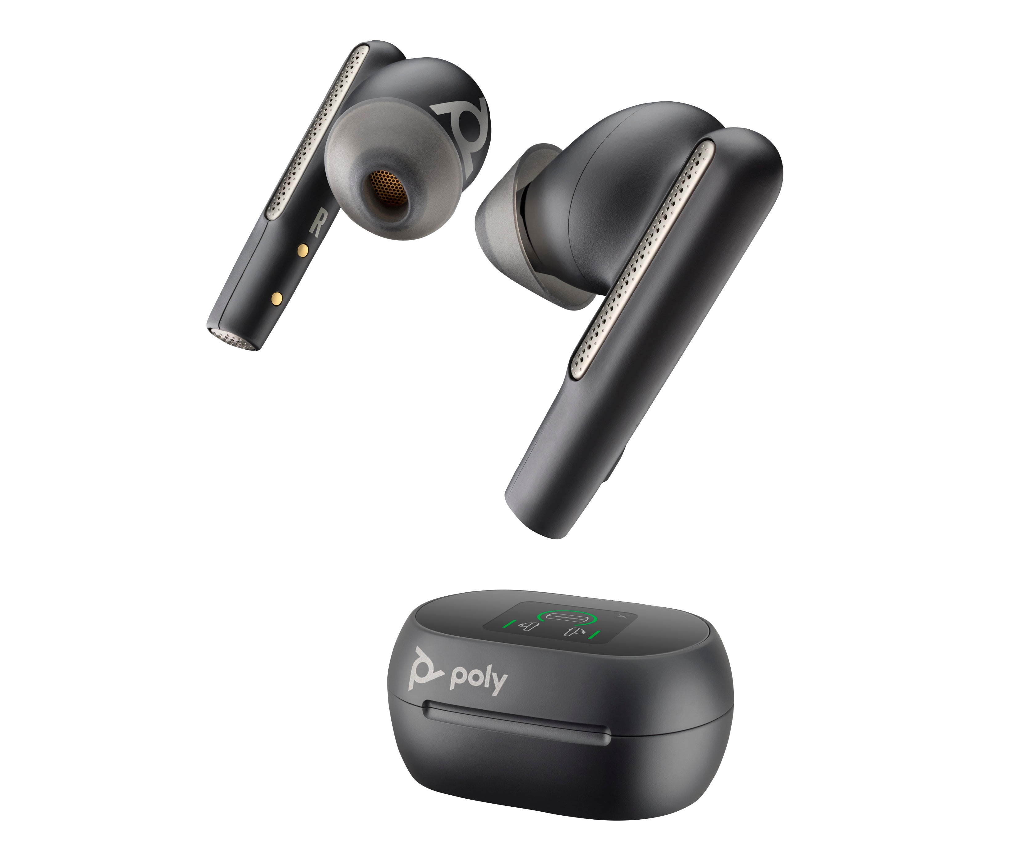 HP Poly Écouteurs noir charbon Poly Voyager Free 60+ UC M + adaptateur USB-C BT700 + étui de charge avec écran tactile