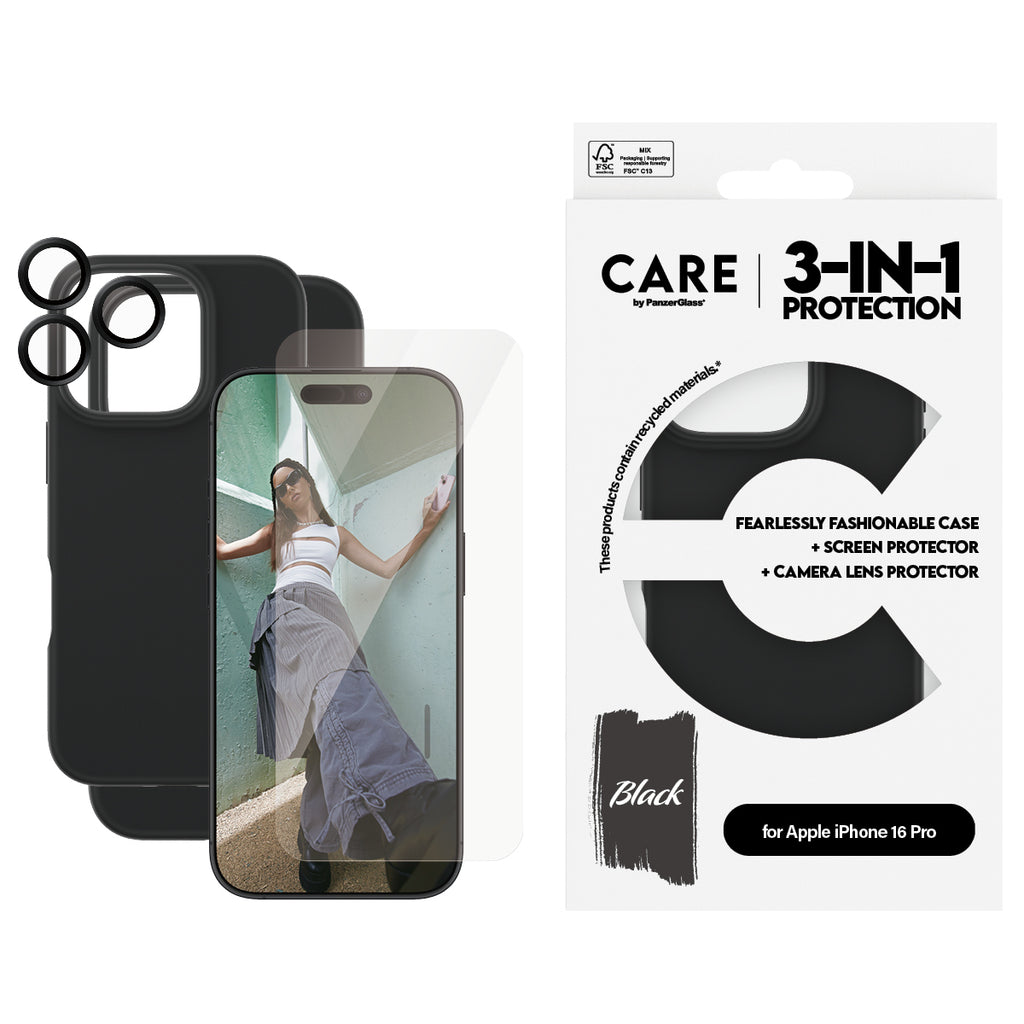 PanzerGlass CARE™ by ® 3-in-1 Bundle iPhone 16 Pro Protection d'écran transparent Apple 1 pièce(s)