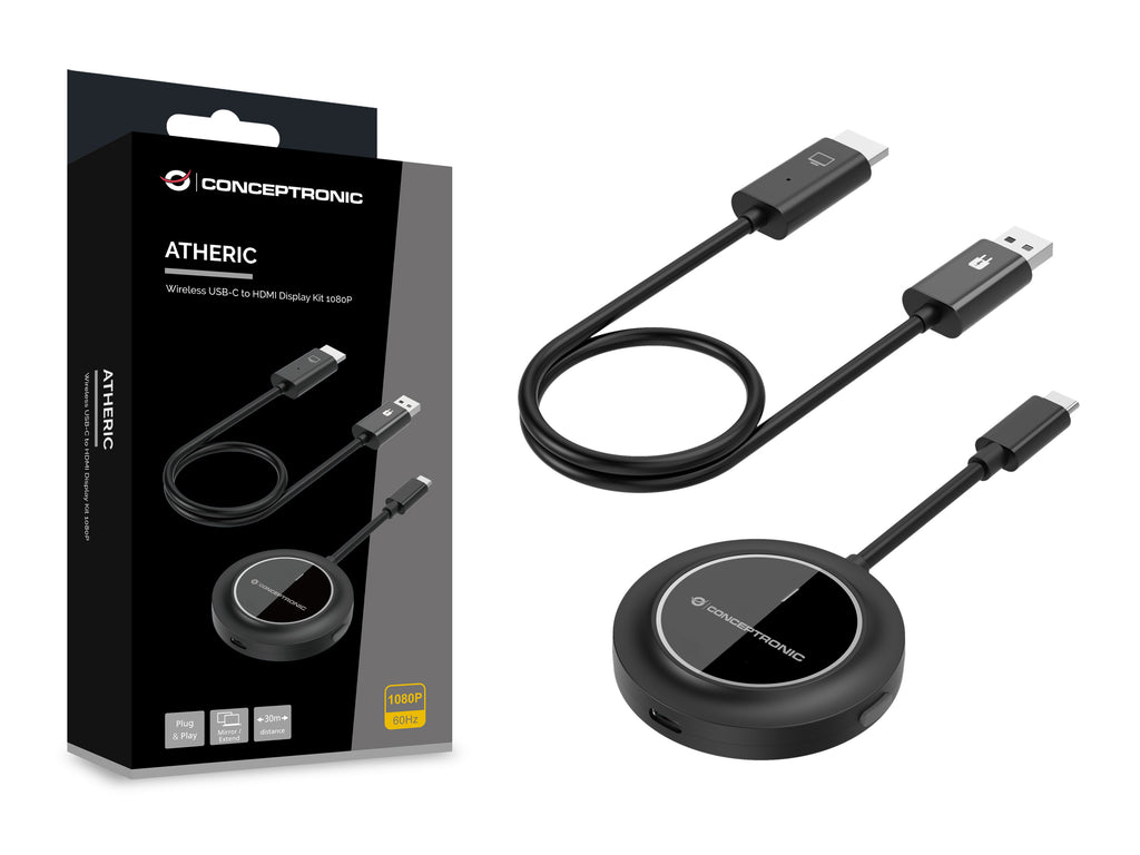 Conceptronic ATHERIC01B adaptateur d'affichage sans fil HDMI/USB Full HD Clé logicielle