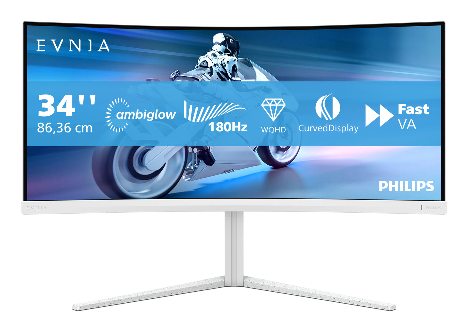 Philips Evnia 5000 34M2C5501A/00 écran plat de PC 86,4 cm (34") 3440 x 1440 pixels Wide Quad HD LCD Blanc
