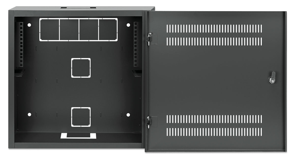 Intellinet Coffret mural 19" extra-plat, rails 4U horizontaux et 2U verticaux, profondeur 170 mm, Noir RAL 7021