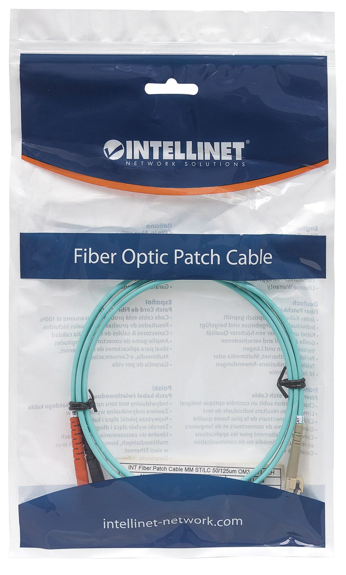Intellinet 751117 Câble InfiniBand et Fibres Optiques OM3 ST vers LC, 1 m, Aqua