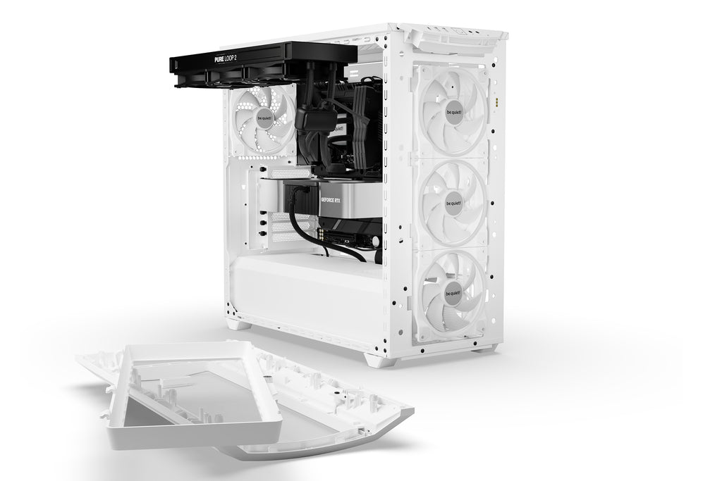 be quiet! Shadow Base 800 Blanc | Boîtier PC ARGB vitré, Mini ITX / Micro ATX / ATX / E-ATX, 4 ventilateurs Light Wings 