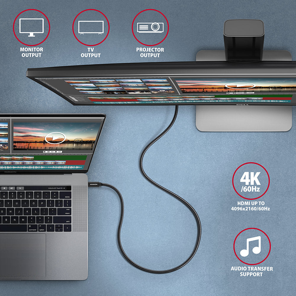 Axagon BUCM32-CM05AB câble USB USB 3.2 Gen 2x2 0,5 m USB C 20 Gbit/s 100 W Noir