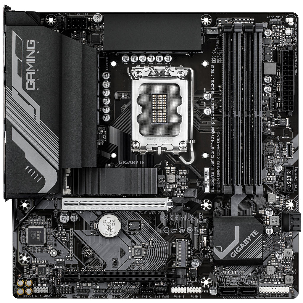 GIGABYTE B760M GAMING X DDR4 GEN5 Carte Mère – Compatible avec les processeurs Intel Core 14e génération, VRM 8+1+1 phases, jusqu’à 3200 MHz DDR4, 2 x M.2 PCIe 4.0, LAN 2.5 GbE, USB 3.2 Gen 1