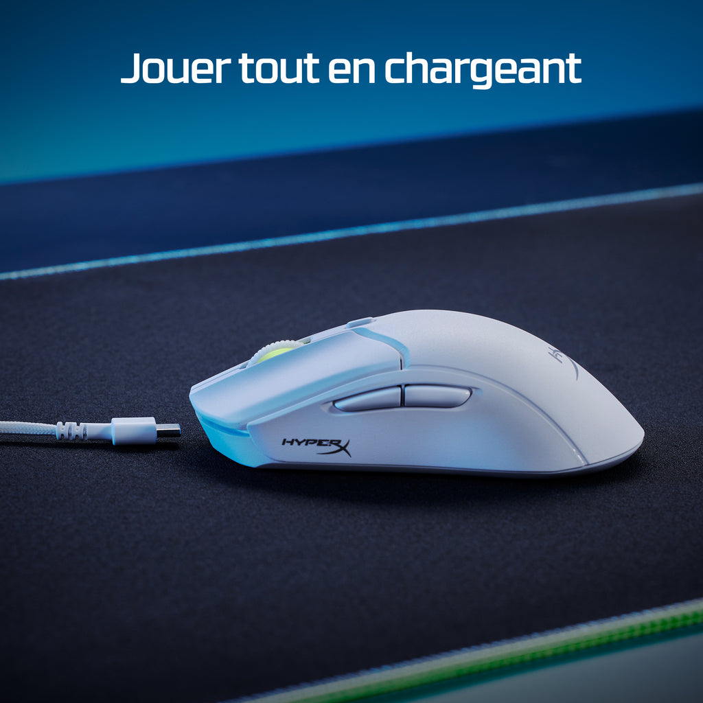HyperX Pulsefire Haste 2 - Souris sans fil gaming (blanc) - vue 3