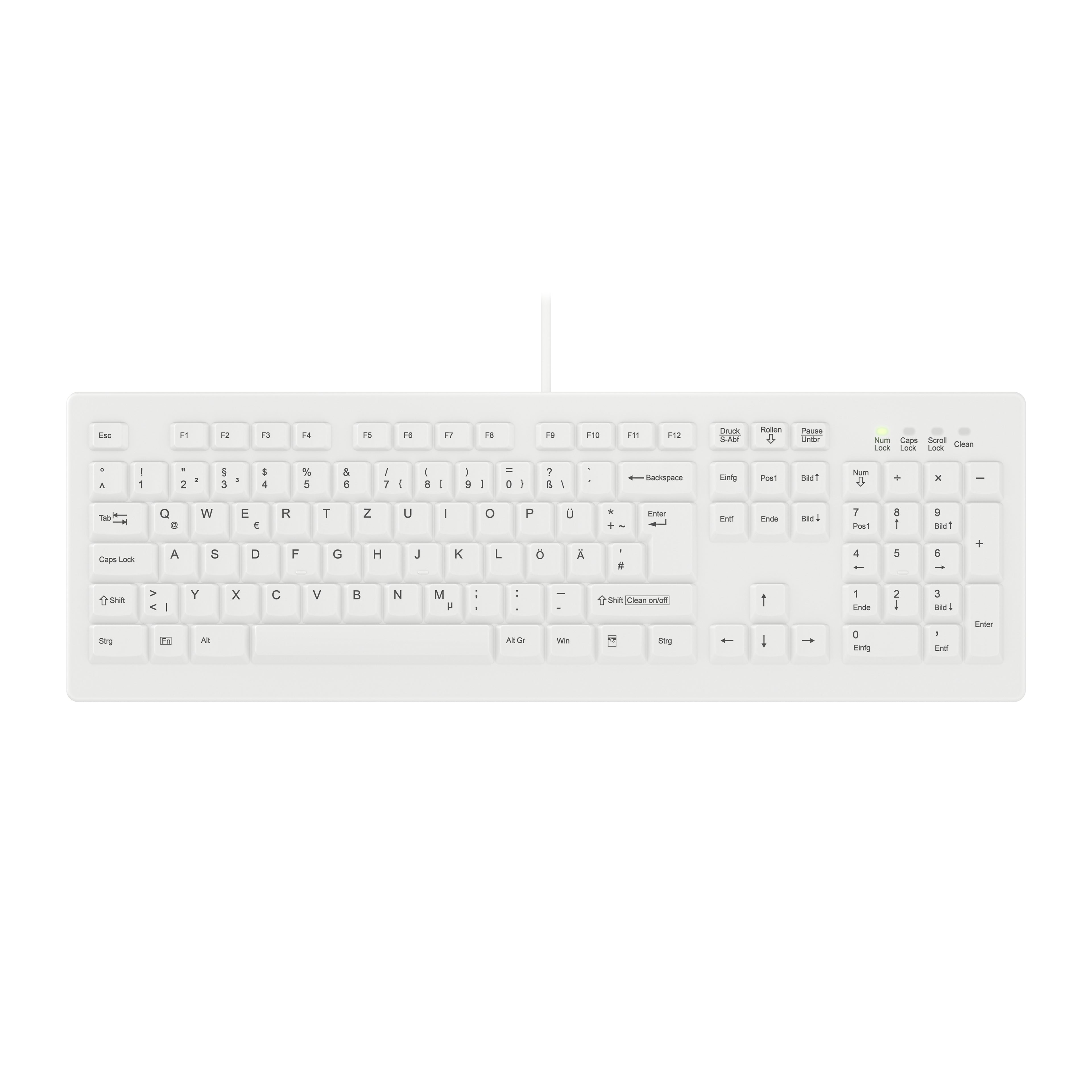 Contour Design Active Key AK-C8100F-U1-W/GE clavier Médical USB QWERTZ Allemand Blanc