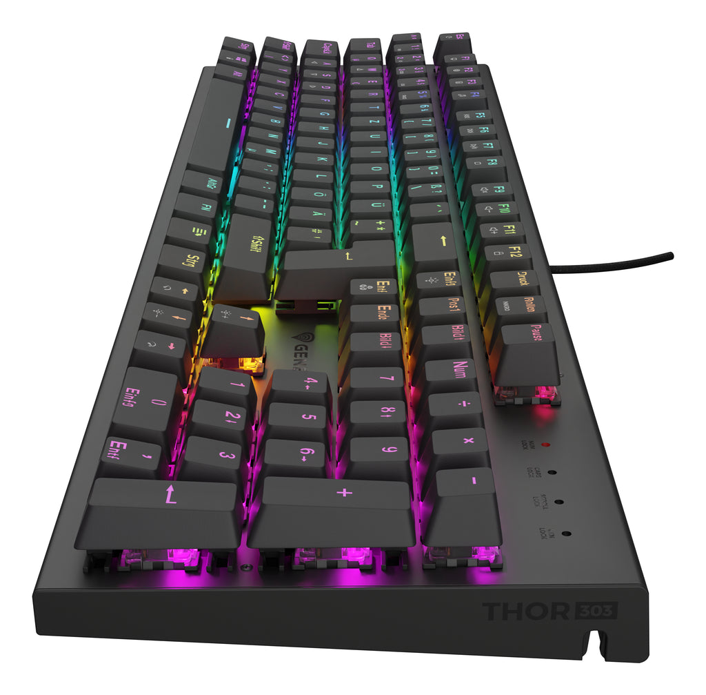 Clavier Gaming Thor 303 Mécanique USB QWERTZ Allemand, Rétroéclairage RGB, Noir