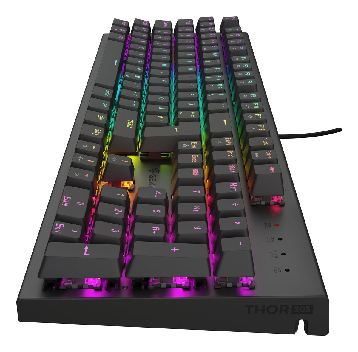Clavier Gaming Thor 303 Mécanique USB QWERTZ Allemand, Rétroéclairage RGB, Noir