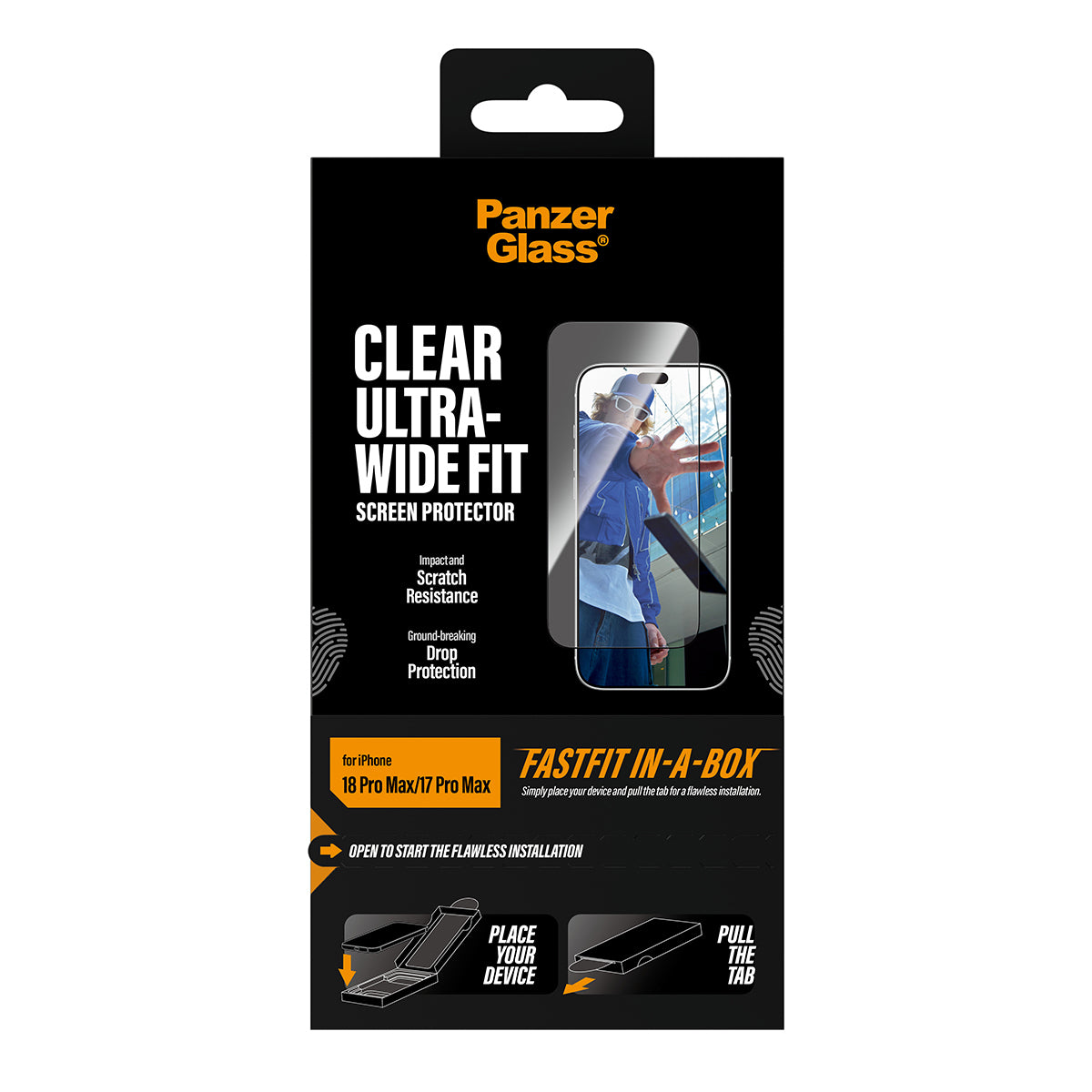 PanzerGlass ® Screen Protector iPhone 2026 Pro Max | 17 Pro Max | Ultra-Wide Fit w. FASTFIT IN-A-BOX Protection d'écran 