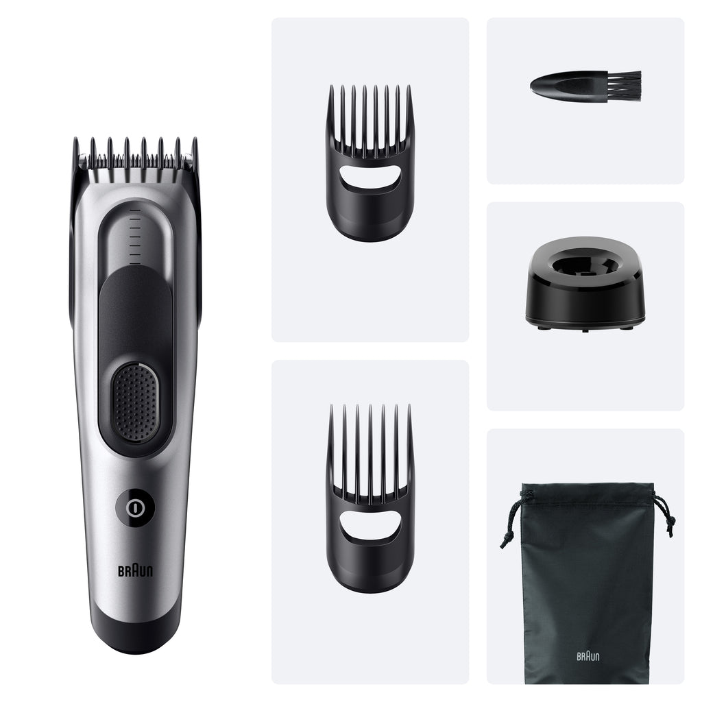 Braun HC7590 Tondeuse à Cheveux, Noir et Argent
