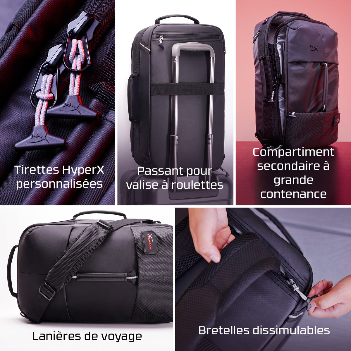 HyperX Sac à dos Knight pour Gamer, Compatible PC Portable jusqu'à 16 pouces
