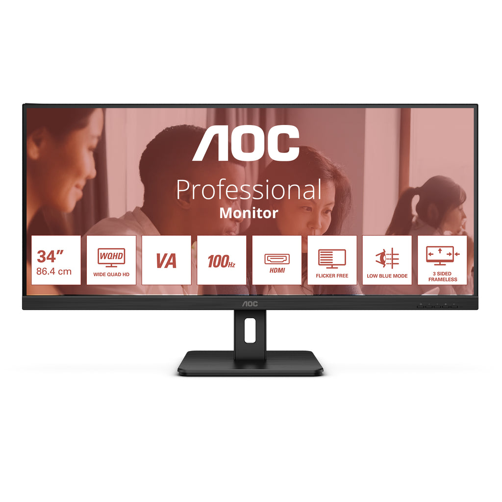 AOC E2 U34E2M/BK écran plat de PC 86,4 cm (34") 3440 x 1440 pixels UltraWide Quad HD LED Noir