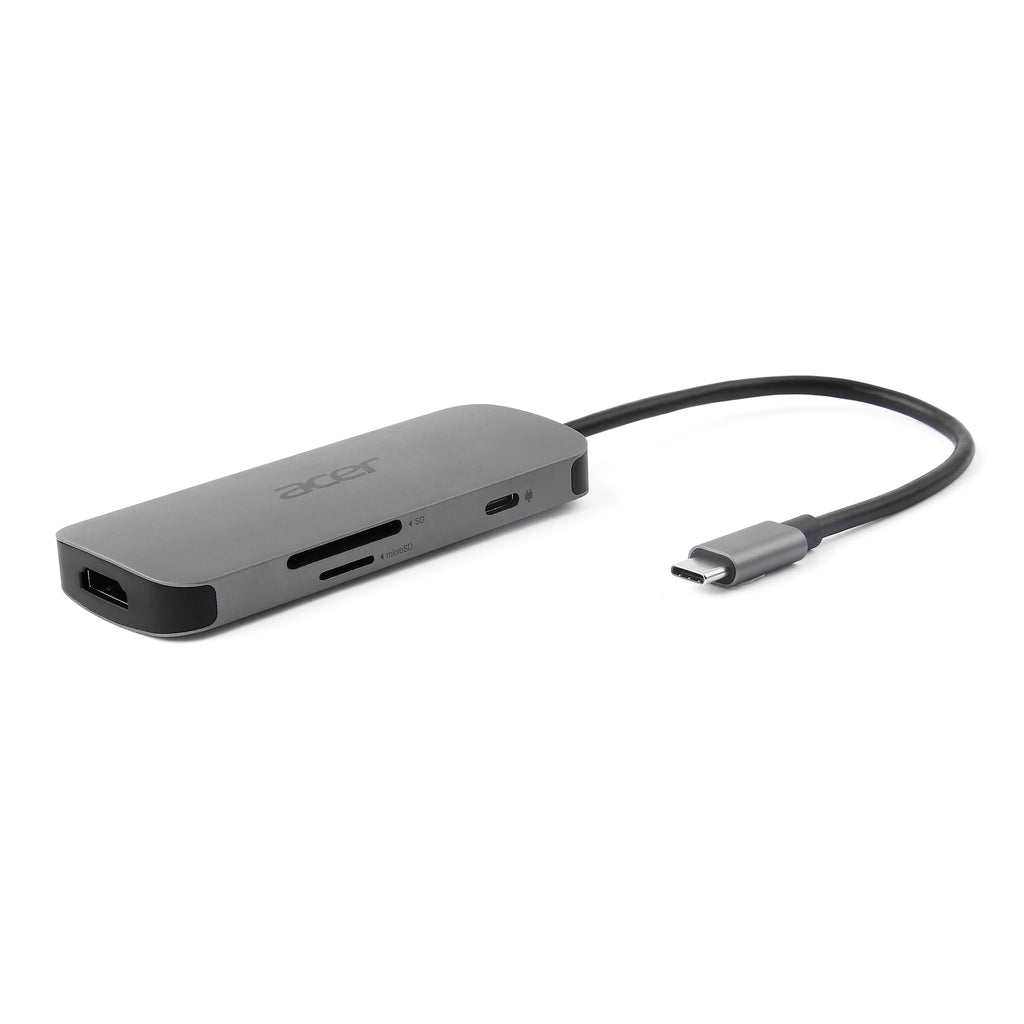 Acer Adaptateur USB-C 7-en-1 Argent, USB 3.2 Gen 1, Power Delivery 100W, 4K