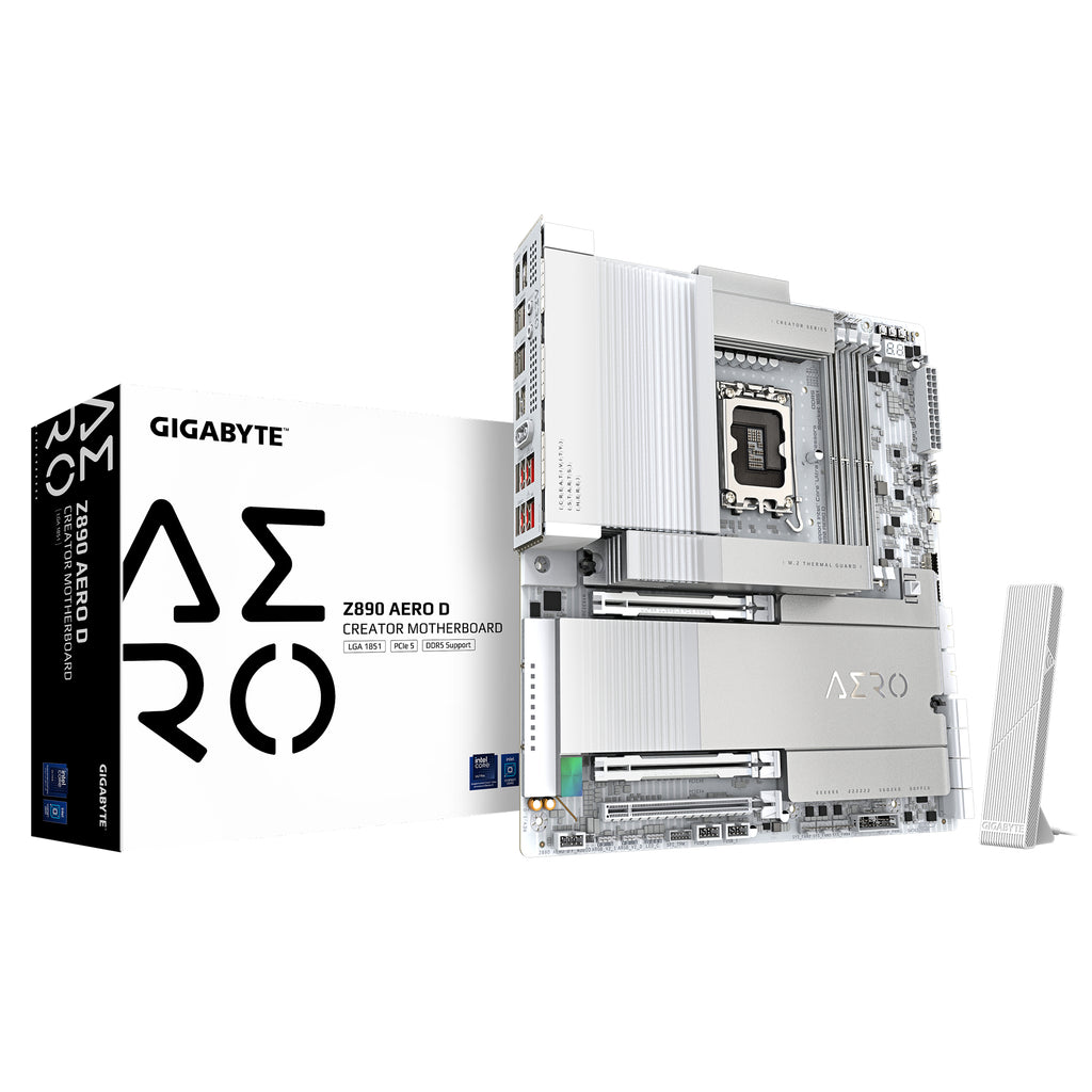 GIGABYTE Z890 AERO D Carte Mère - Prend en charge les processeurs Intel Core Ultra (Série 2), VRM 16+1+2 phases, jusqu'à 9500MHz DDR5 (OC), PCIe 5.0 M.2, Wi-Fi 7, Thunderbolt 5