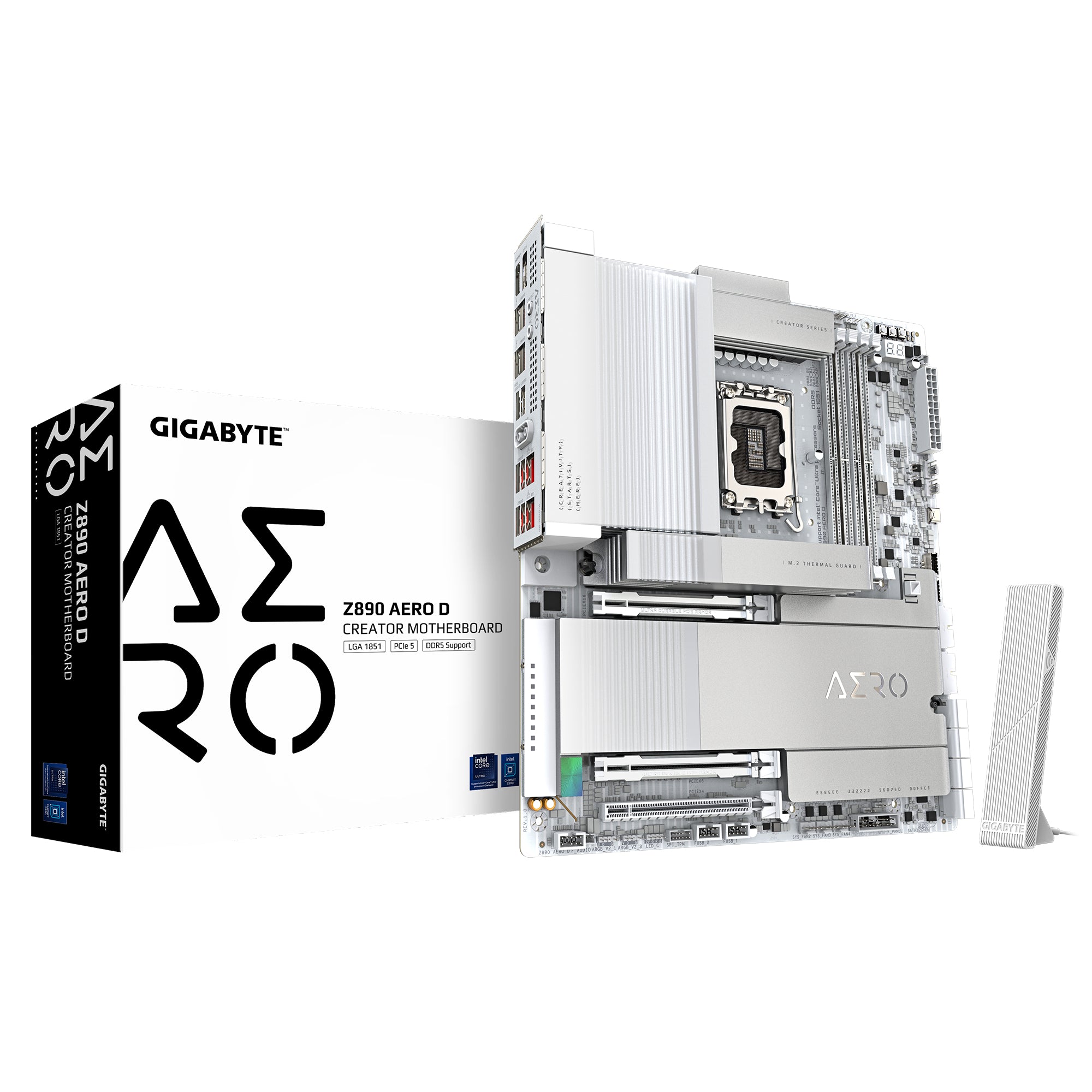 GIGABYTE Z890 AERO D Carte Mère - Prend en charge les processeurs Intel Core Ultra (Série 2), VRM 16+1+2 phases, jusqu'à 9500MHz DDR5 (OC), PCIe 5.0 M.2, Wi-Fi 7, Thunderbolt 5