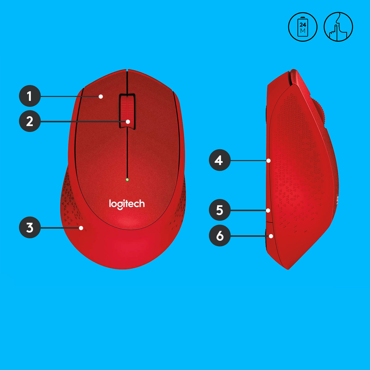 Logitech M330 Silent Plus Souris Sans Fil, Rouge