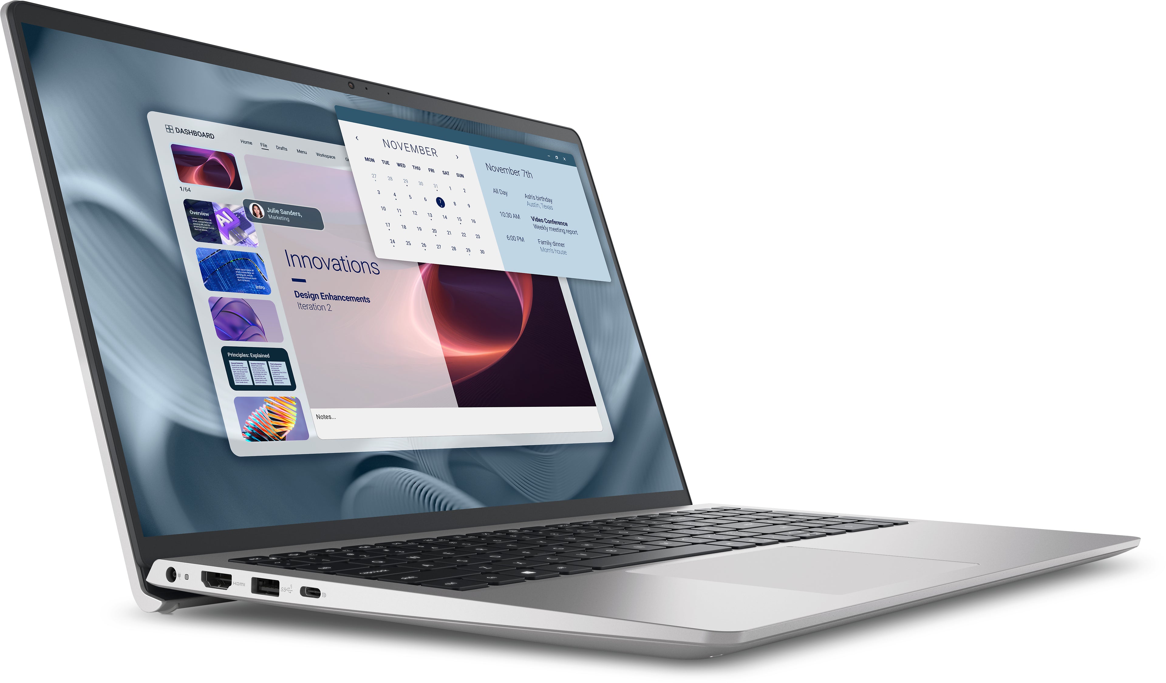 DELL Pro 15 Essential PV15250 Intel® Core™ i7 i7-1355U Ordinateur portable 39,6 cm (15.6") Full HD 16 Go DDR5-SDRAM 512 Go SSD Wi-Fi 6 (802.11ax) Windows 11 Pro Allemand Platine, Argent