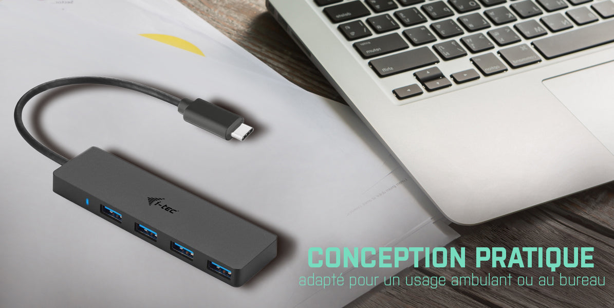 Hub USB-C Slim Passif 4 Ports USB 3.0, Vitesse 5 Gbps