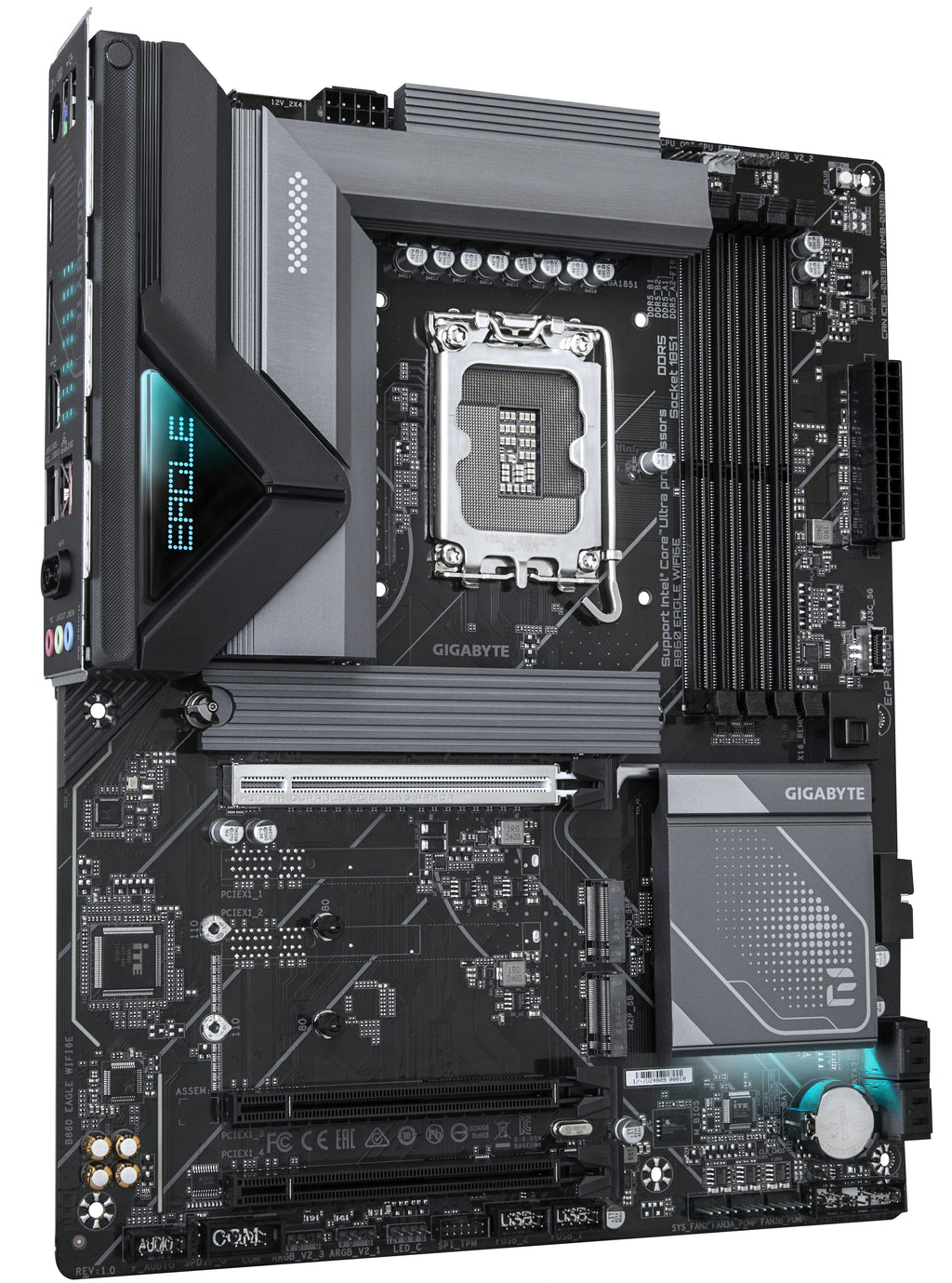 GIGABYTE B860 EAGLE WIFI6E Carte mère - Processeurs Intel Core Ultra, VRM 12+1+2+1 phases, jusqu'à 9066MHz DDR5, 1xPCIe 5.0 + 2xPCIe 4.0 M.2, LAN 2,5 GbE, WIFI 6E, USB 3.2 Gen 2x2