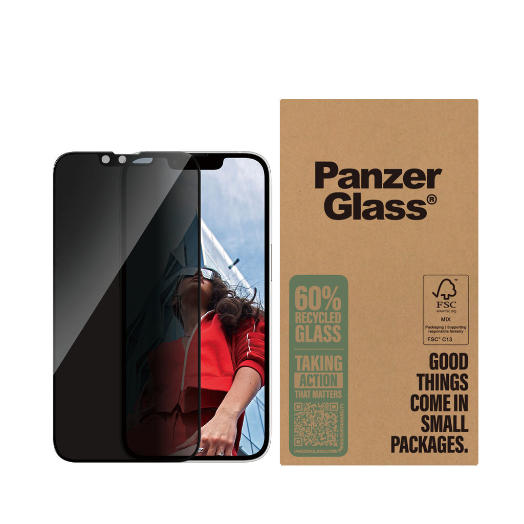 PanzerGlass ® 2-Way Privacy Screen Protector iPhone 17e | 16e | 14 | 13 | 13 Pro | Ultra-Wide Fit Protection d'écran tra