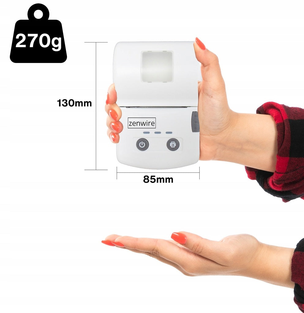 Mini imprimante d'étiquettes thermique portable Bluetooth USB-C avec batterie intégrée de 1500 mAh Zenwire TP-210