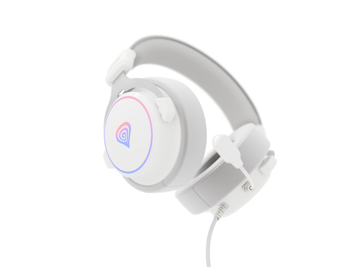GENESIS Neon 764 Casque Avec fil Arceau Gaming USB Type-A Blanc - vue 7