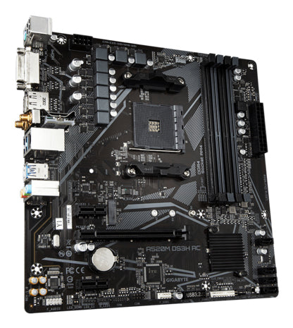 GIGABYTE A520M DS3H AC Carte Mère - Processeurs AMD Ryzen 5000 Series, VRM 5+3 phases, jusqu'à 4733 MHz DDR5 (OC), 1xPCIe 3.0 M.2, LAN GbE, WIFI 5, USB 3.2 Gen 1