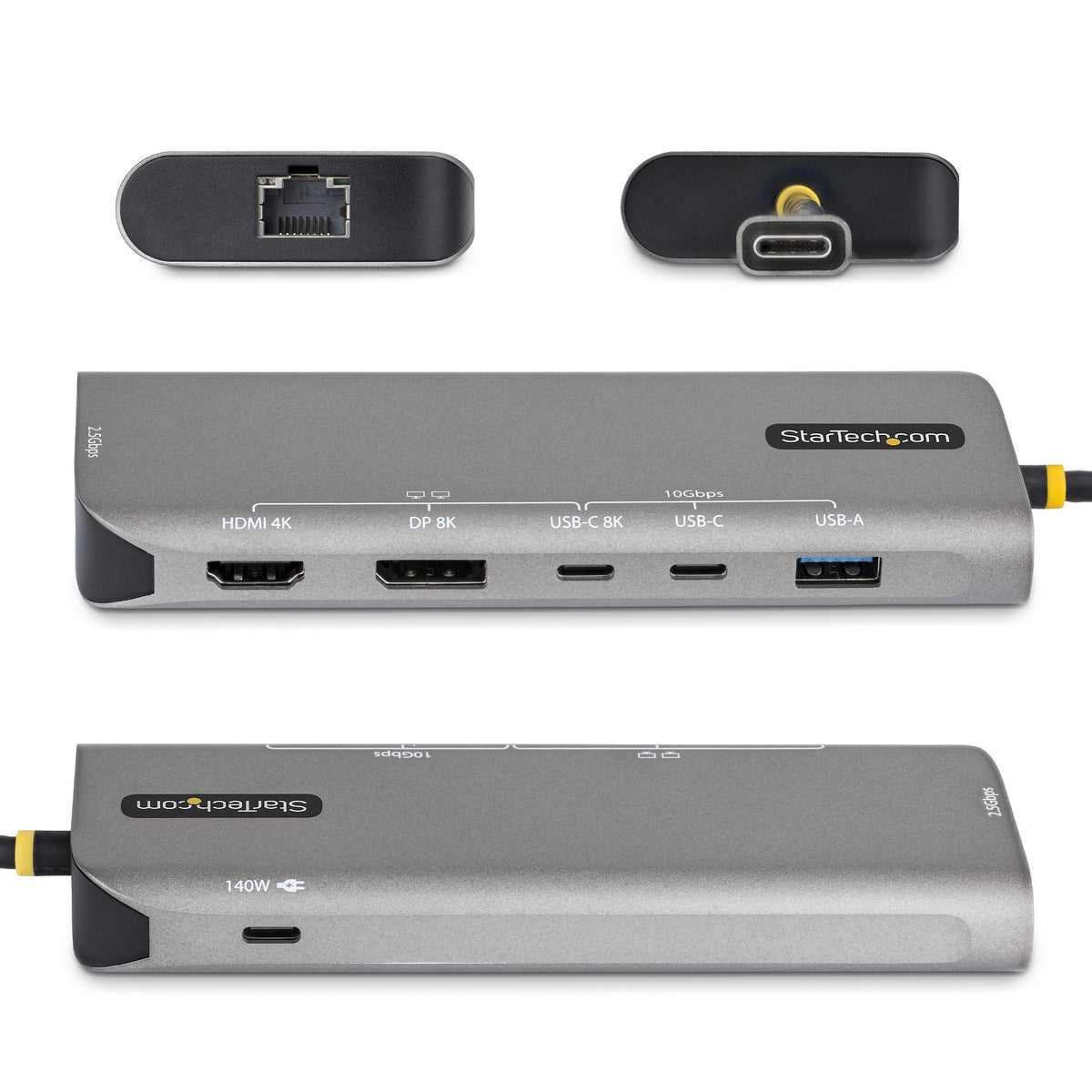 StarTech.com Adaptateur Multiport USB4 Double Sortie 4K, Power Delivery 140W, Hub 10 Gbps, 2,5 GbE