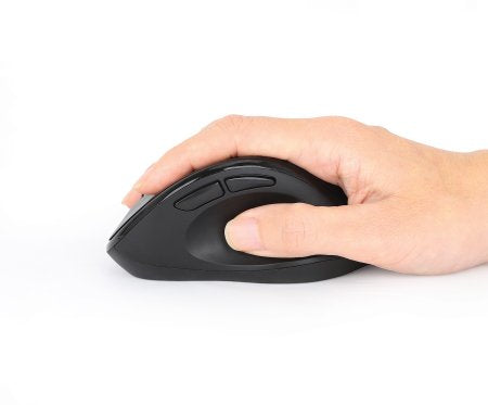 Manhattan Souris Ergonomique Sans Fil, DPI Réglable 800/1200/1600, Récepteur USB-A et USB-C, 6 Boutons, Noire