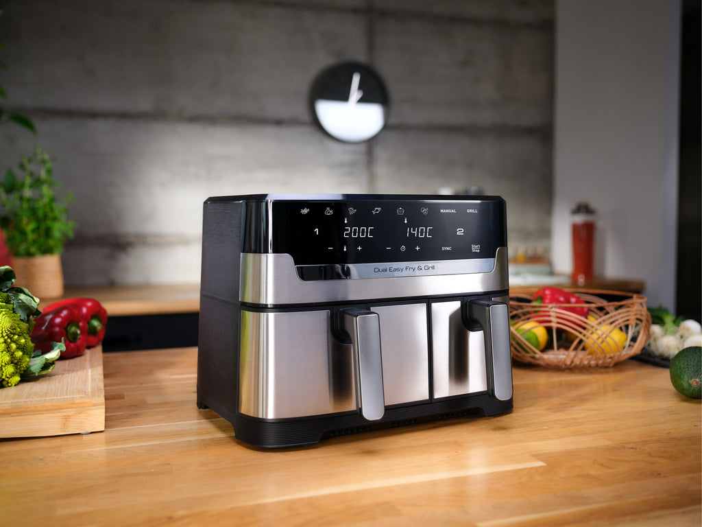Tefal Dual Easy Fry & Grill EY905D Friteuse à Air Chaud Double 8,3 L 2700 W Acier Inoxydable