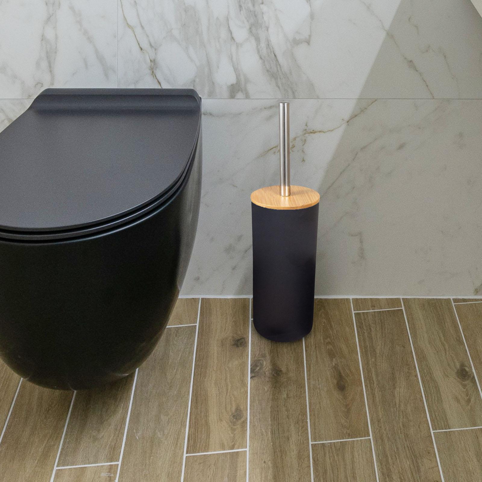 SZCZOTKA DO WC ŁAZIENKI METAL BAMBUS LOFT CZARNA TOALETOWA WOLNOSTOJĄCA