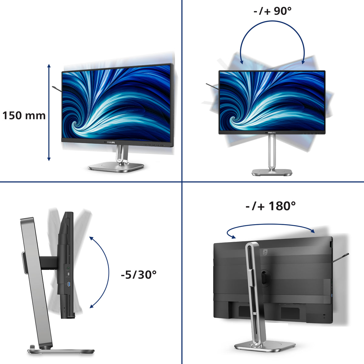 Philips 4000 series 24B2N4200/00 écran plat de PC 60,5 cm (23.8") 1920 x 1080 pixels Full HD LCD Gris - vue 6
