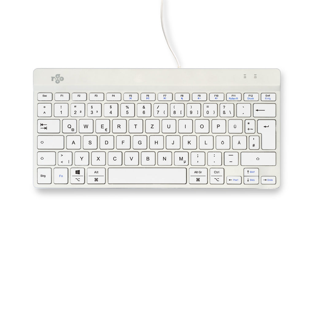 R-Go Tools Clavier Ergonomique Compact Break, QWERTZ (DE), Filaire, Blanc