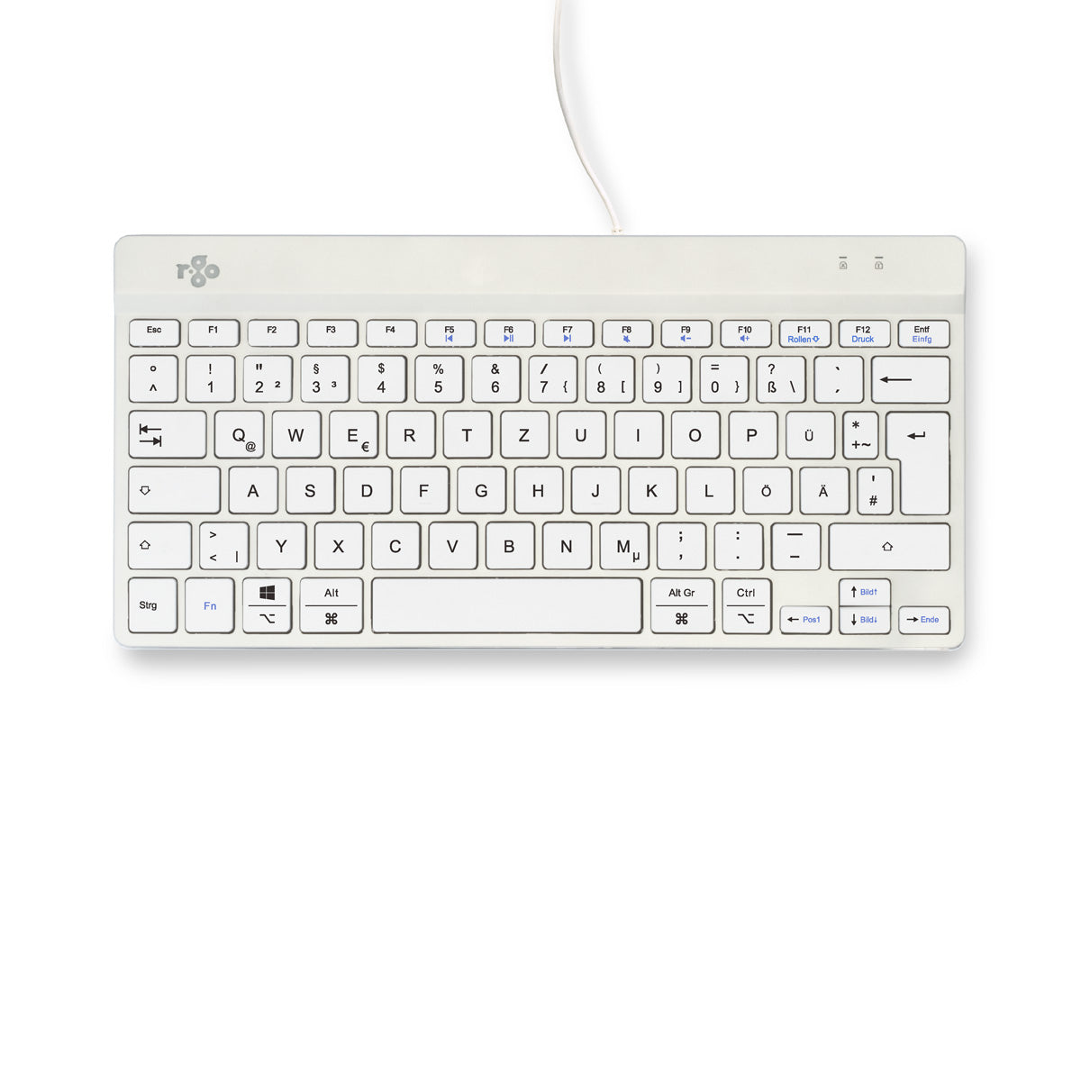 R-Go Tools Clavier Ergonomique Compact Break, QWERTZ (DE), Filaire, Blanc