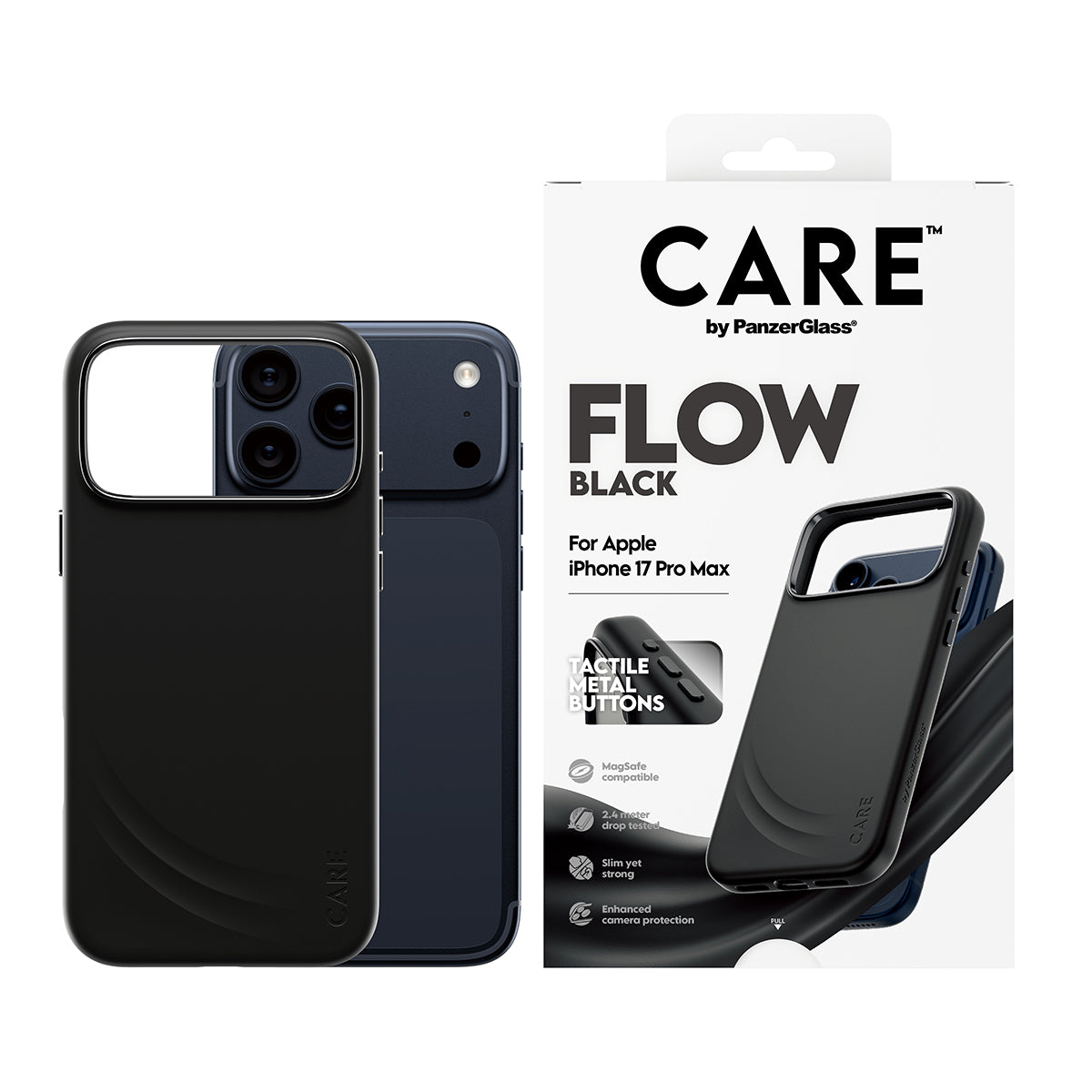 PanzerGlass CARE™ by ® Flow Case Black w. MagSafe iPhone 17 Pro Max coque de protection pour téléphones portables Housse Noir - vue 2