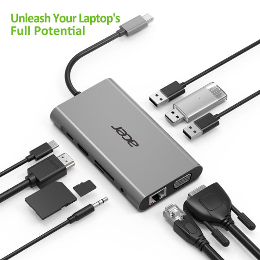 Acer HP.DSCAB.002 station d'accueil USB 3.2 Gen 1 (3.1 Gen 1) Type-C Argent