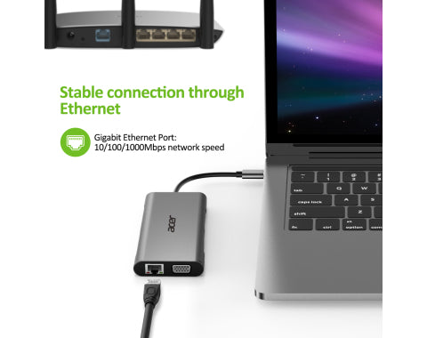 Acer HP.DSCAB.002 station d'accueil USB 3.2 Gen 1 (3.1 Gen 1) Type-C Argent