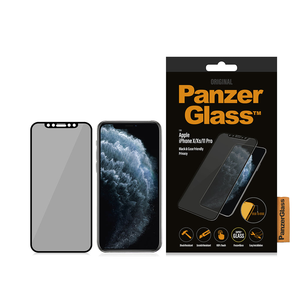PanzerGlass Protection d'Écran de Confidentialité pour iPhone 11 Pro, X, Xs, Protection Bord à Bord, Transparent