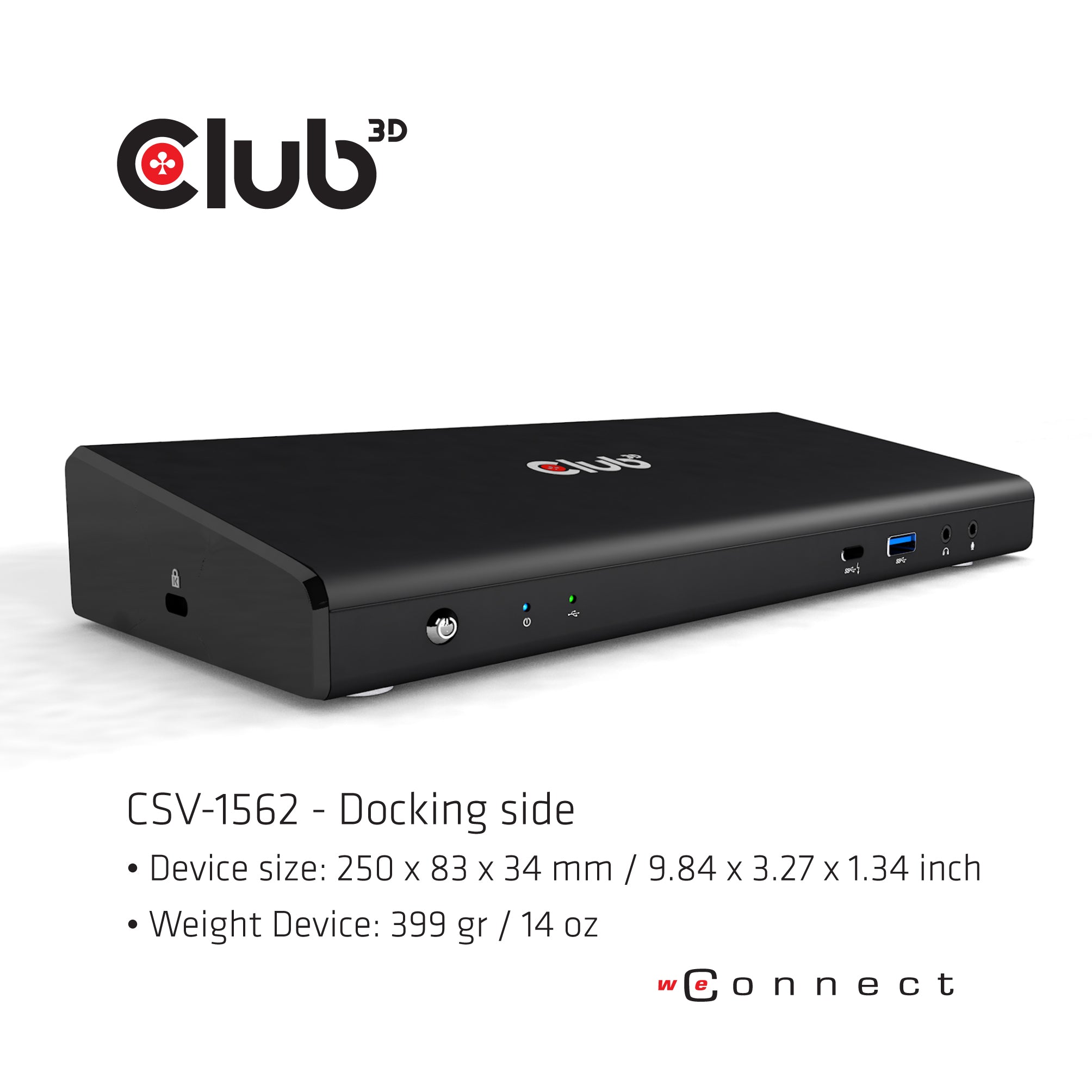CLUB3D CSV-1562 station d'accueil USB 3.2 Gen 1 (3.1 Gen 1) Type-C Noir
