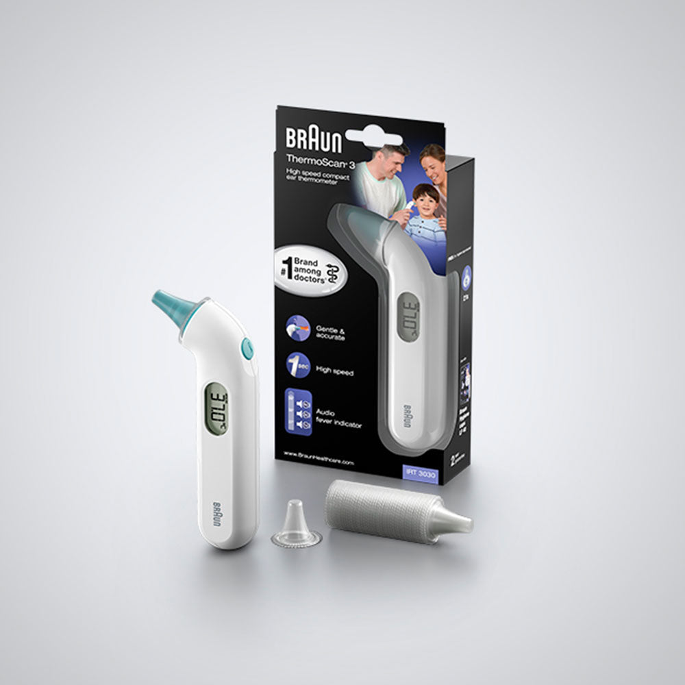 Braun ThermoScan 3 Thermomètre Auriculaire, Blanc