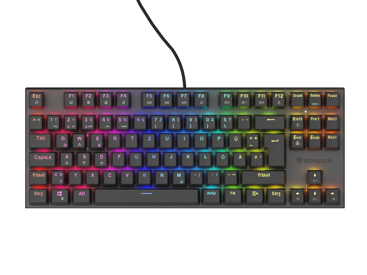 Clavier Gaming Mécanique NKG-1886 USB QWERTZ Allemand, Rétroéclairage RGB, Noir