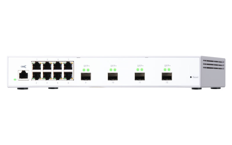 QNAP QSW-M408S Commutateur Réseau Géré L2 Gigabit Ethernet, 4 ports SFP+ 10GbE et 8 ports Gigabit, Blanc