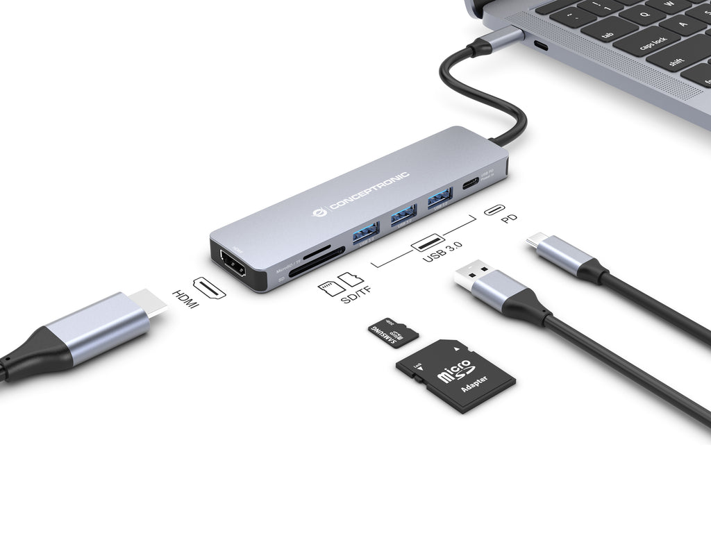 Conceptronic DONN19G station d'accueil Avec fil USB 3.2 Gen 1 (3.1 Gen 1) Type-C Gris