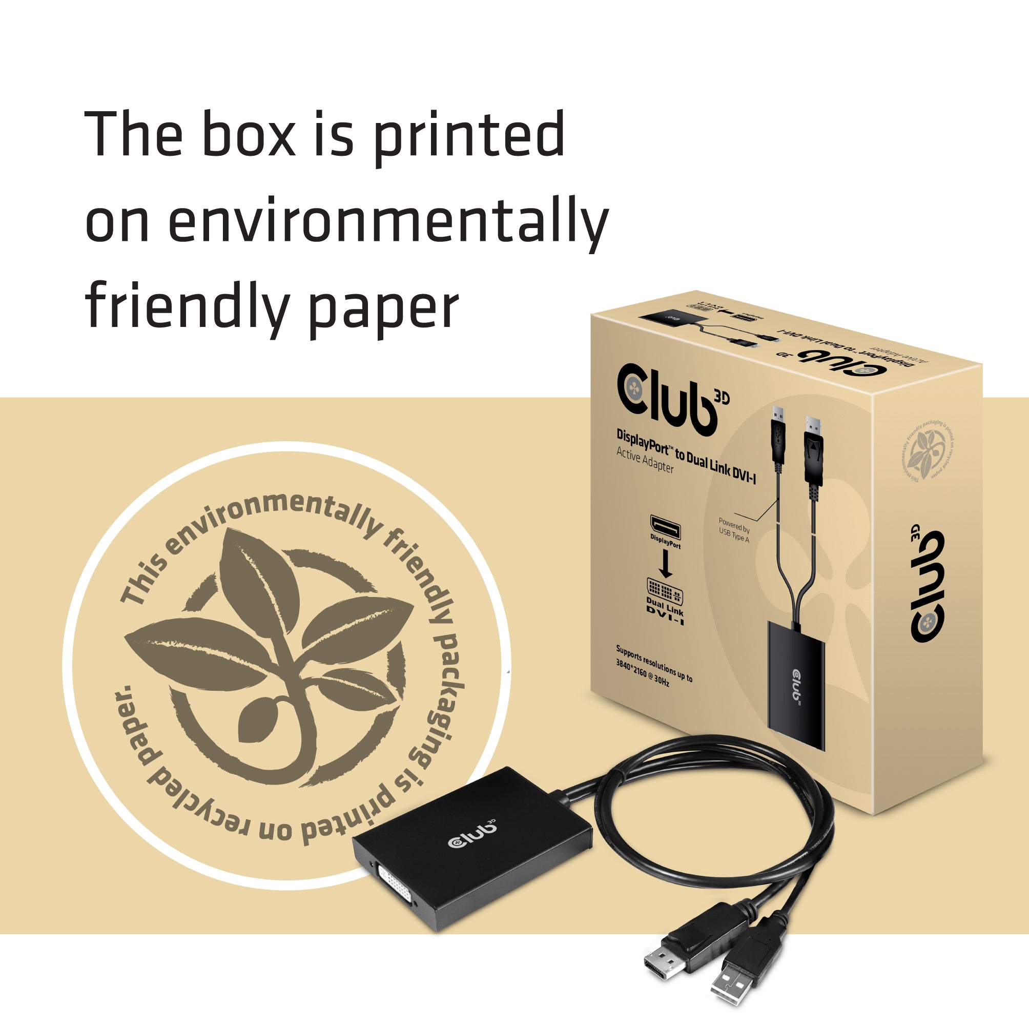 CLUB3D cac-1010 Displayport/usb DVI-I Daul link Noir, Blanc