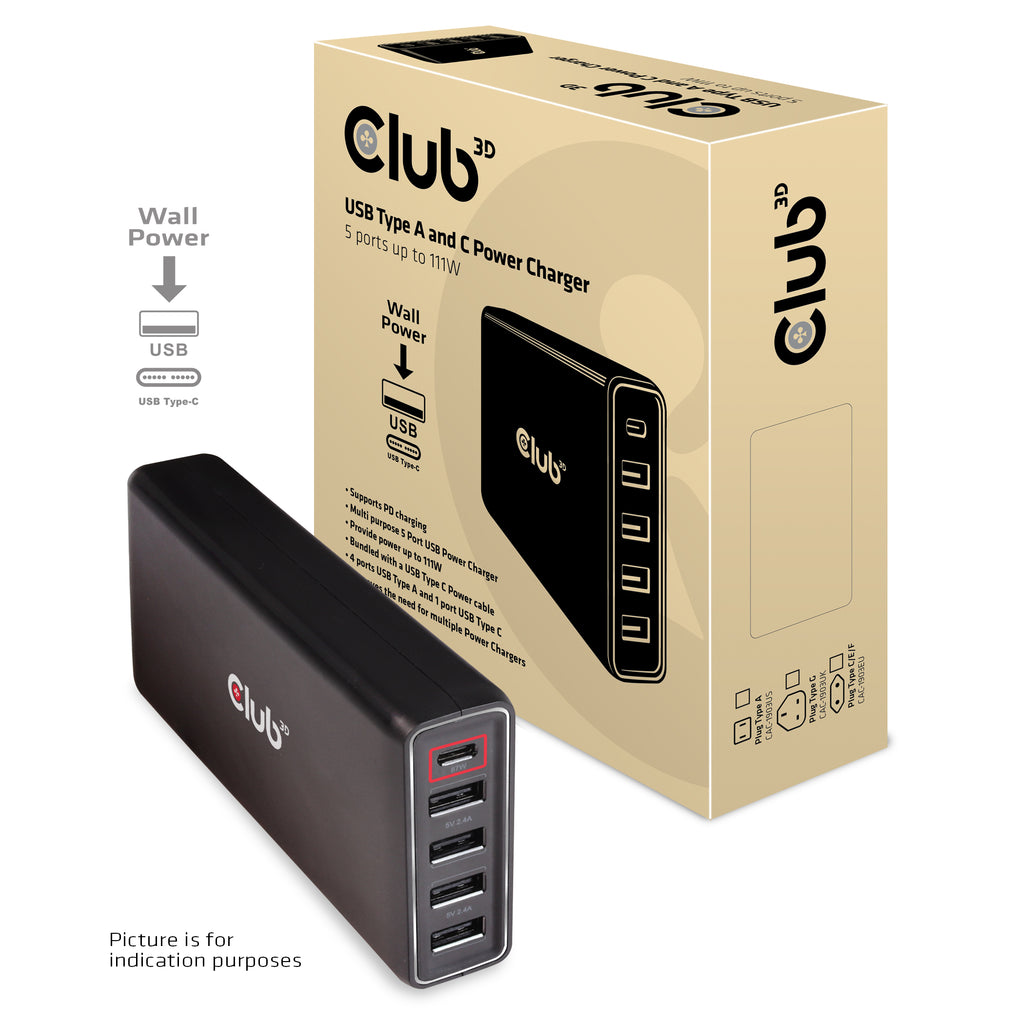 CLUB3D CAC-1903EU chargeur d'appareils mobiles Universel Noir Secteur Intérieure