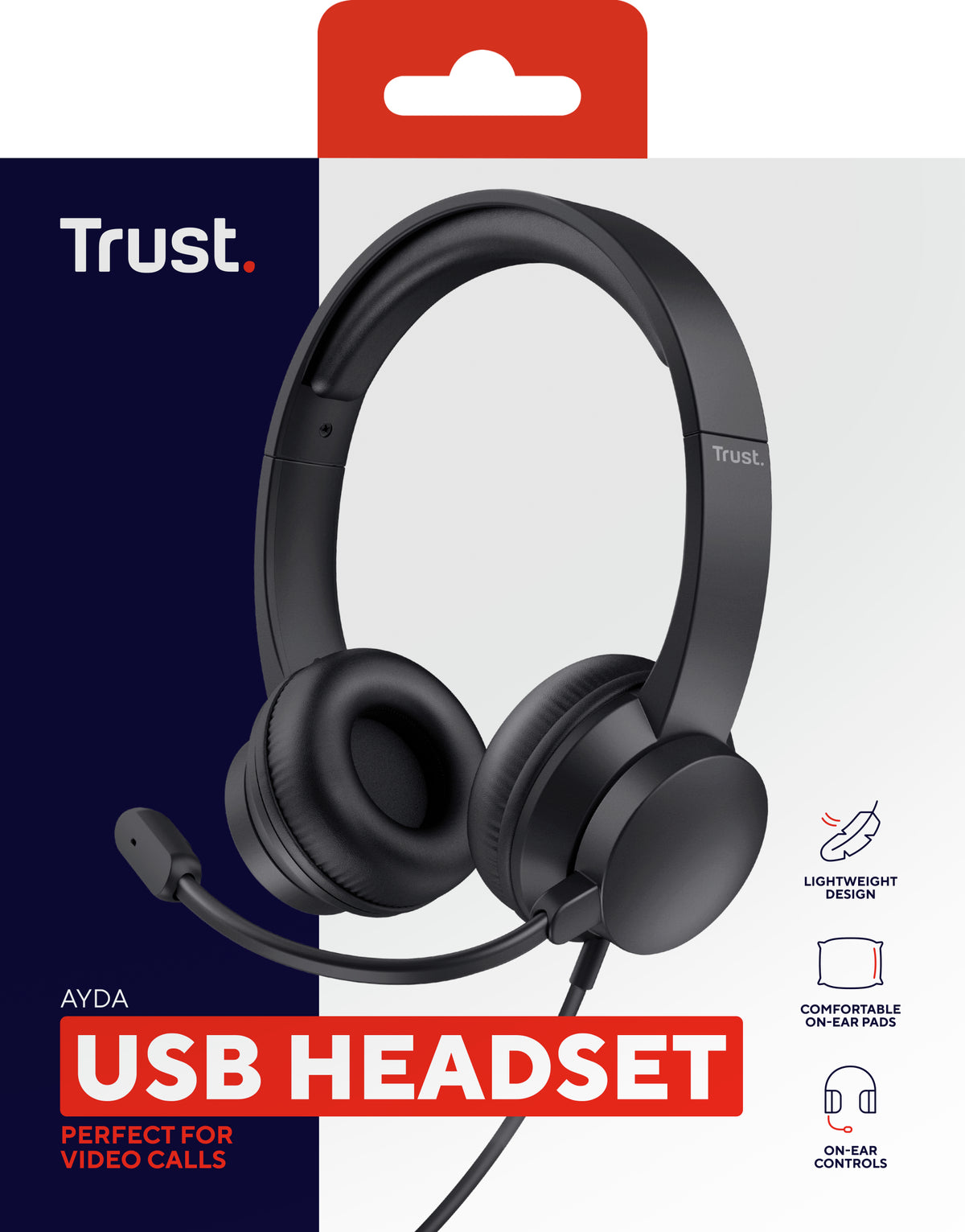 Trust Ayda Casque Filaire avec Arceau pour Appels et Musique, Noir