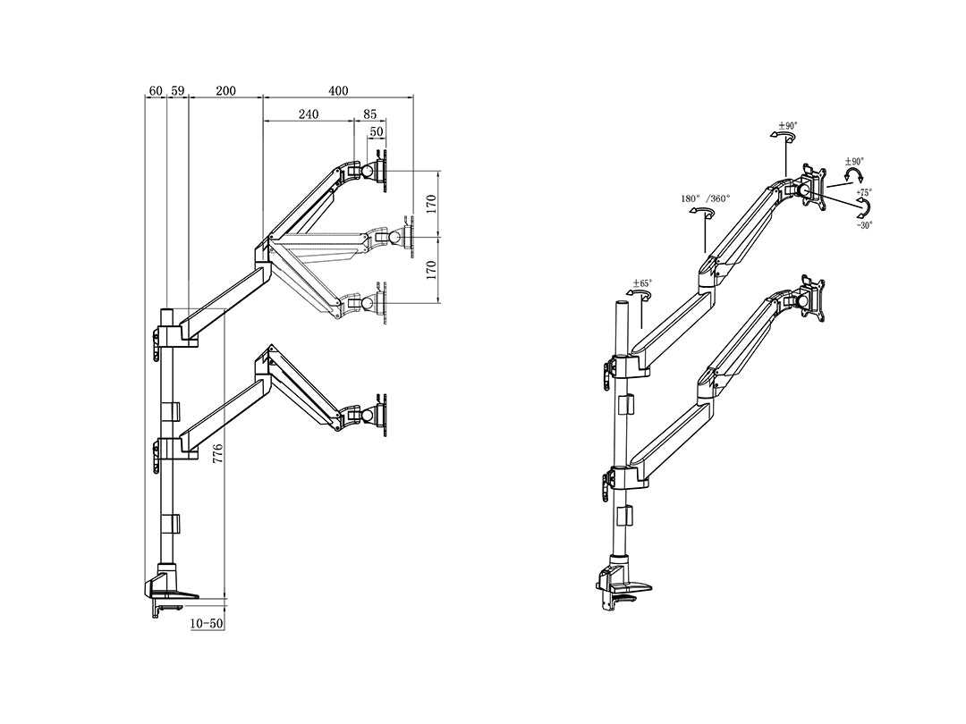 Multibrackets 4288 support d'écran plat pour bureau 81,3 cm (32") Noir
